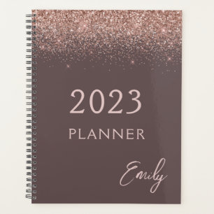 2023 Terracotta Rose Gold Blush Pink Glitter Planner