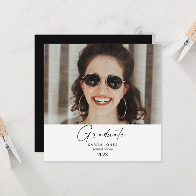 2023 Two Photo Collage Black Graduation Party (Front/Back In Situ)