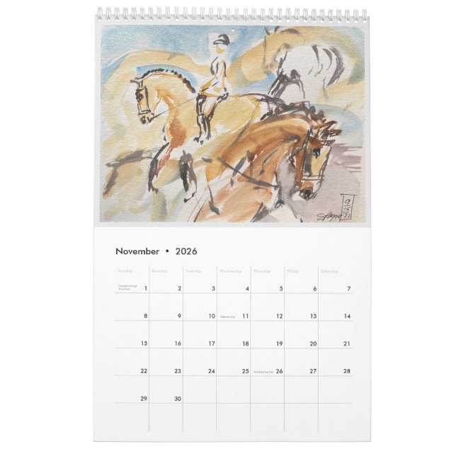 2023 wall calendar with original Equine Art (Nov 2026)
