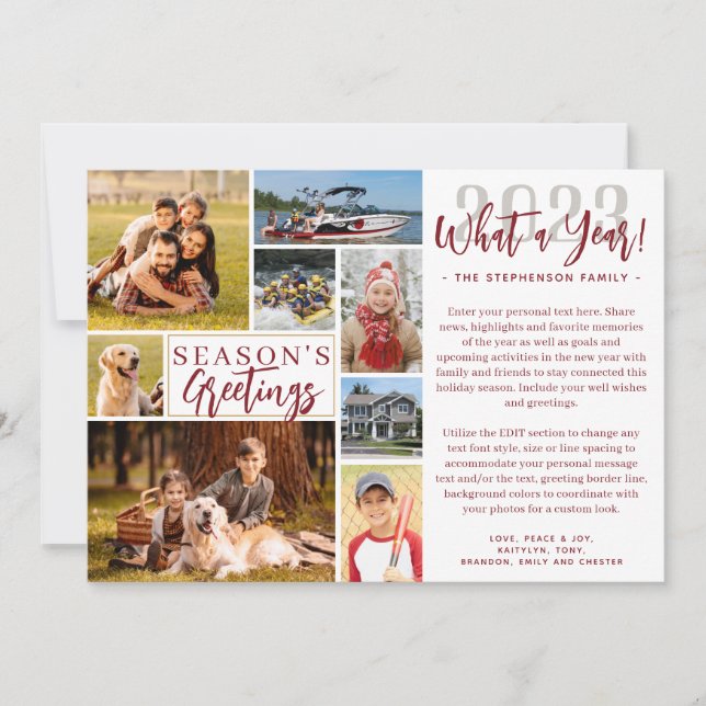 2023 What A Year Photo Collage 2024 Calendar  Holiday Card (Front)