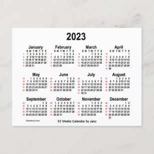 2023 White 52 Weeks Calendar by Janz Postcard