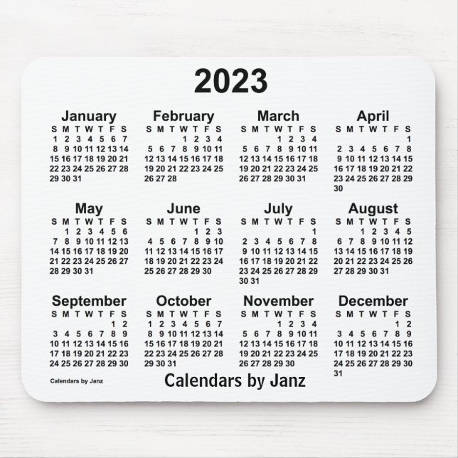 2023 White Calendar by Janz Mouse Pad (Front)