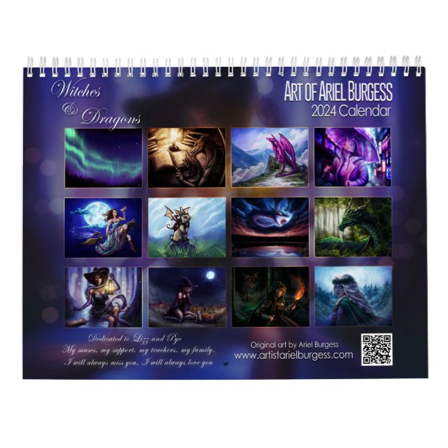 2023 Witches and Dragons Calendar by Ariel Burgess (Back)