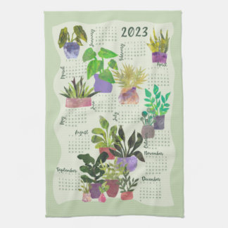 2023 Year calendar House Plants Indoor Plants Tea Towel