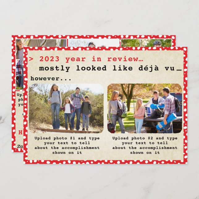 2023 Year in Review Family Photo Red Christmas Holiday Card (Front/Back)