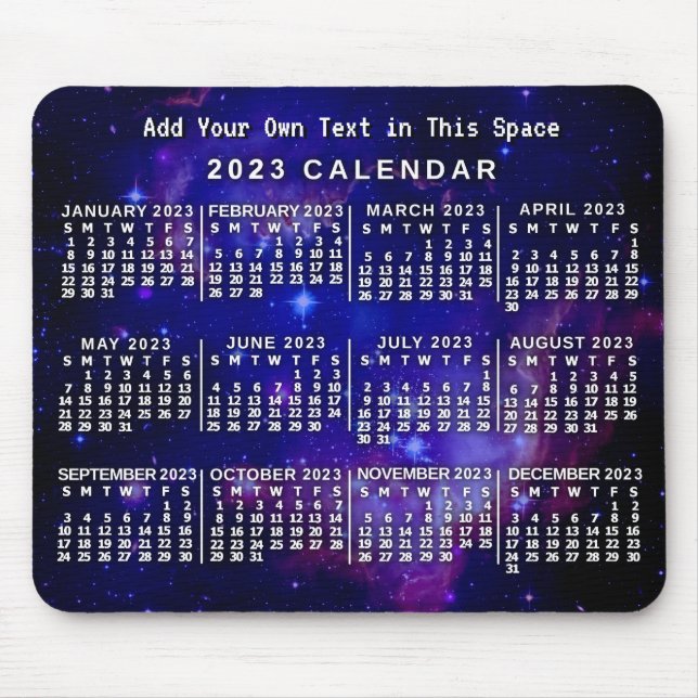 2023 Year Monthly Calendar Custom Space Nebula Mouse Pad (Front)