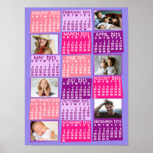 2023 Year Monthly Calendar Photo Collage Cute Mod Poster