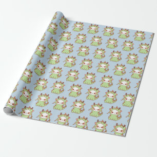 2023 Year of the Dragon Mochi Kawaii New Years  Wrapping Paper