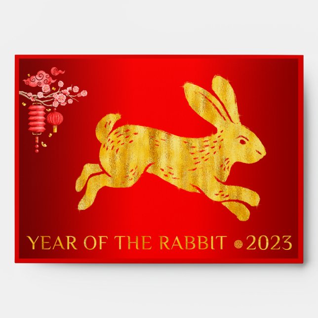 2023 Year of The Rabbit Red and Gold  Envelope (Front)