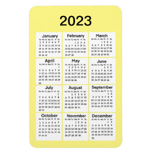 2023 Yellow Mini Calendar Magnet