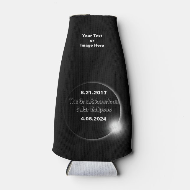 2024 & 2017 Double Dated Solar Eclipse Bottle Cooler (Front)