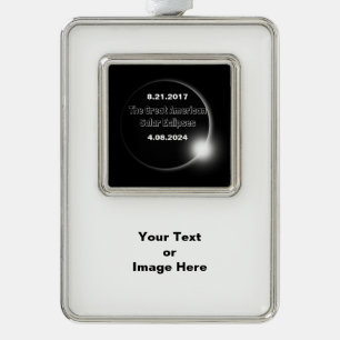 2024 & 2017 Double Dated Solar Eclipse Christmas O Silver Plated Framed Ornament