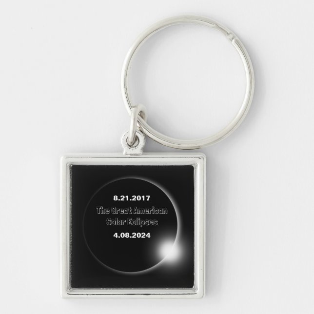 2024 & 2017 Double Dated Solar Eclipse Key Ring (Front)