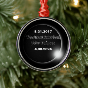 2024 & 2017 Double Dated Solar Eclipse Metal Ornament