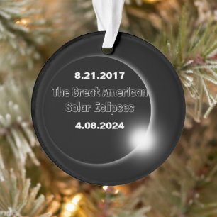 2024 & 2017 Double Dated Solar Eclipse Ornament