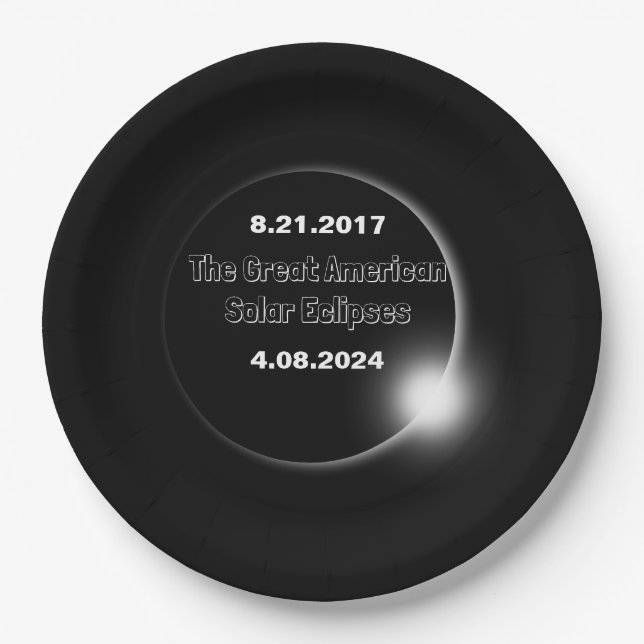 2024 & 2017 Double Dated Solar Eclipse Paper Plate (Front)