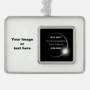 2024 & 2017 Double Dated Solar Eclipse Silver Plated Framed Ornament