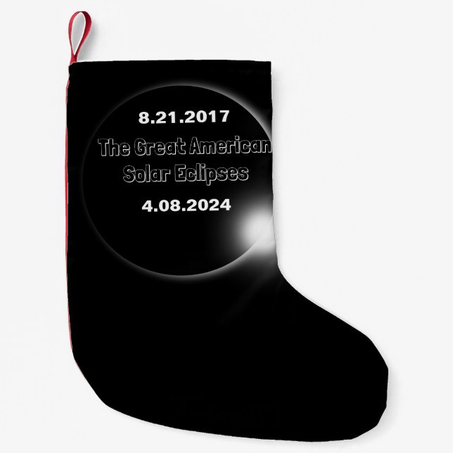 2024 & 2017 Double Dated Solar Eclipse Small Christmas Stocking (Front)