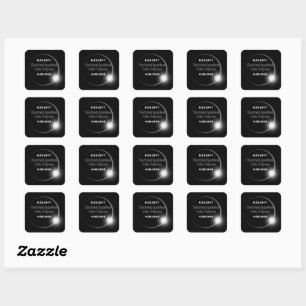 2024 & 2017 Double Dated Solar Eclipse Square Sticker