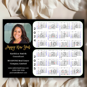 2024 2025 Calendar Business Modern Black Gold Holiday Card