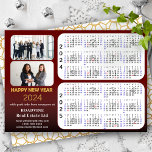 2024 - 2025 Calendar Business Modern Red Corporate Holiday Card<br><div class="desc">2024 - 2025 2 Year Calendar with US Holidays Business 2 Photo Modern Red Gold Glitter Script New Year Holiday Card. All the texts are pre-arranged for you to personalise easily and quickly with your own details. Wish you all a Happy Holidays and an Amazing New Year! For many other...</div>