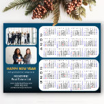 2024 2025 Calendar Corporate 2 Photo Blue Magnetic<br><div class="desc">2024 - 2025 Calendar Corporate Business Modern Blue Gold Glitter Script 2 Photo Holiday Magnetic Card featuring 2 Years Calendar with US Holidays. All the texts are pre-arranged for you to personalise easily and quickly with your own details. Wish you all a Happy Holidays and an Amazing New Year! For...</div>