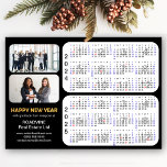 2024 2025 Calendar Corporate 2 Photo Magnetic<br><div class="desc">2024 - 2025 Calendar Corporate Business Modern Black Gold Glitter Script 2 Photo Holiday Magnetic Card featuring 2 Years Calendar with US Holidays. All the texts are pre-arranged for you to personalise easily and quickly with your own details. Wish you all a Happy Holidays and an Amazing New Year! For...</div>