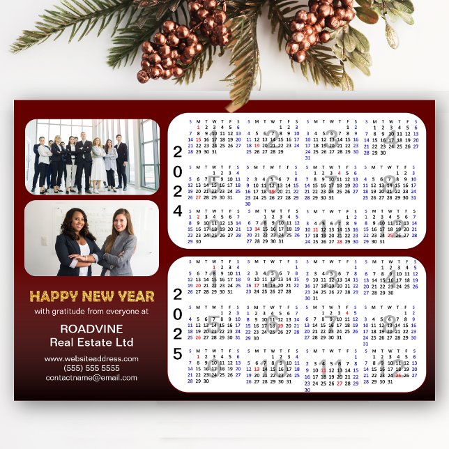2024 2025 Calendar Corporate 2 Photo Red Magnetic (Creator Uploaded)