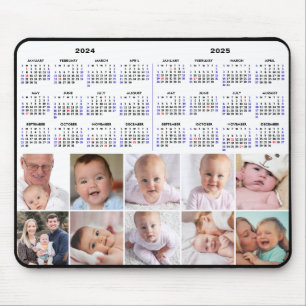 2024 - 2025 Calendar Custom 8 Photo US Holidays Mouse Pad