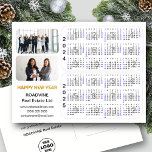 2024 2025 Calendar Gold Business Photo Minimalist Holiday Postcard<br><div class="desc">2024 - 2025 Calendar with US Holidays Minimalist Gold Script Corporate 2 Photo New Year Holiday Postcard. All the texts are pre-arranged for you to personalise easily and quickly with your own details. Wish you all a Happy Holidays and an Amazing New Year! For many other card designs, please visit...</div>