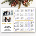 2024 2025 Calendar Gold Corporate 2 Photo Magnetic<br><div class="desc">2024 - 2025 Calendar Corporate Business Modern Gold Glitter Script 2 Photo Holiday Magnetic Card featuring 2 Years Calendar with US Holidays. All the texts are pre-arranged for you to personalise easily and quickly with your own details. Wish you all a Happy Holidays and an Amazing New Year! For many...</div>