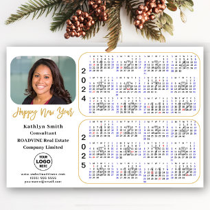 2024 2025 Calendar Gold Corporate Photo Magnetic