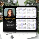 2024 2025 Calendar Modern Black Business Photo  Holiday Postcard<br><div class="desc">2024 - 2025 Calendar with US Holidays Modern Black Gold Script Corporate Photo New Year Holiday Postcard. All the texts are pre-arranged for you to personalise easily and quickly with your own details. Wish you all a Happy Holidays and an Amazing New Year! For many other card designs, please visit...</div>