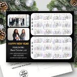 2024 2025 Calendar Modern Black Corporate 2 Photo Holiday Postcard<br><div class="desc">2024 - 2025 Calendar with US Holidays Modern Black Gold Script Corporate 2 Photo New Year Holiday Postcard. All the texts are pre-arranged for you to personalise easily and quickly with your own details. Wish you all a Happy Holidays and an Amazing New Year! For many other card designs, please...</div>