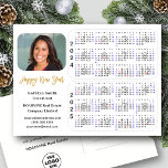 2024 - 2025 Calendar Modern Gold Business Photo Holiday Postcard<br><div class="desc">2024 - 2025 Calendar with US Holidays Modern Gold Script Minimalist Corporate Photo New Year Holiday Postcard. All the texts are pre-arranged for you to personalise easily and quickly with your own details. Wish you all a Happy Holidays and an Amazing New Year! For many other card designs, please visit...</div>