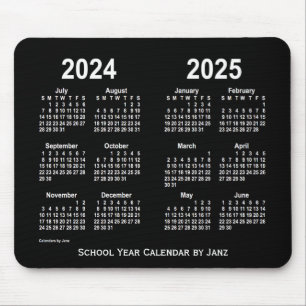 2024-2025 Neon White School Calendar by Janz Mouse Pad