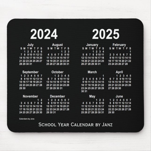 2024-2025 Neon White School Calendar by Janz Mouse Pad (Front)