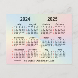 2024-2025 Rainbow 52 Weeks Calendar by Janz Postcard
