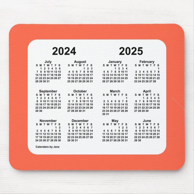 2024-2025 Tomato Red Calendar by Janz Mouse Pad (Front)