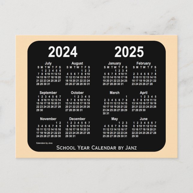 2024-2025 Wheat Neon Mini School Calendar by Janz Postcard (Front)