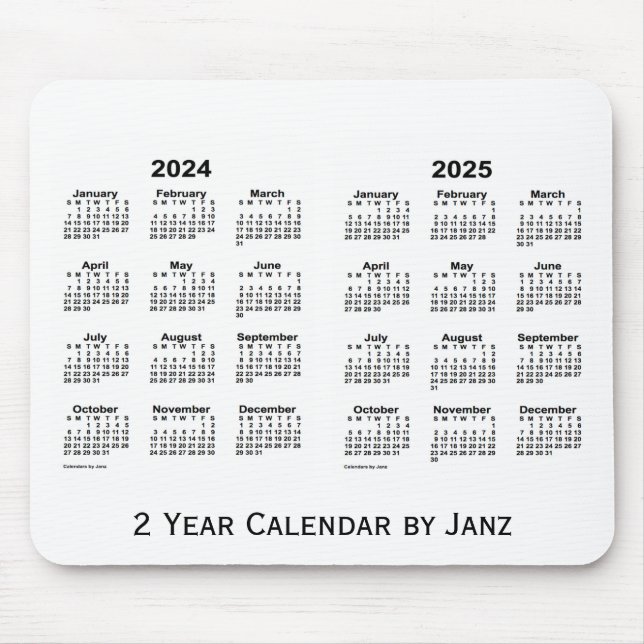 2024-2025 White 2 Year Calendar by Janz Mousepad (Front)