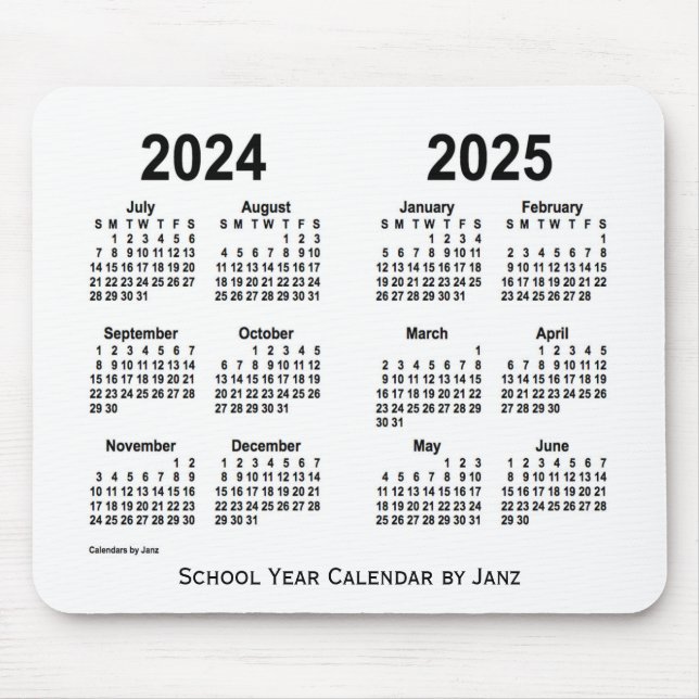 2024-2025 White School Calendar by Janz Mouse Pad (Front)