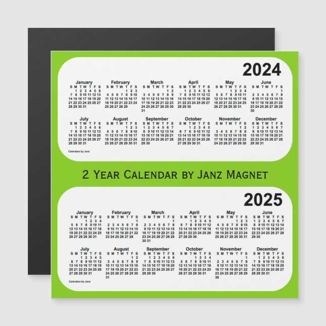 2024-2025 Yellow Green 2 Year Calendar by Janz (Front/Back)