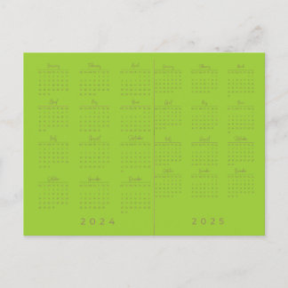 2024/2025 Yellow Green Large Print Calendar Postcard