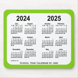 2024-2025 Yellow Green School Calendar by Janz Mouse Pad