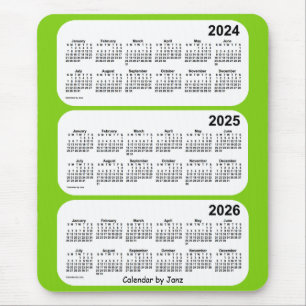 2024-2026 Yellow Green 3 Year Calendar by Janz Mouse Pad