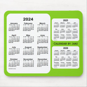 2024-2026 Yellow Green 3 Year Calendar by Janz Mouse Pad
