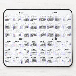 2024-2027 4 Year Calendar Simple Black US Holiday Mouse Pad
