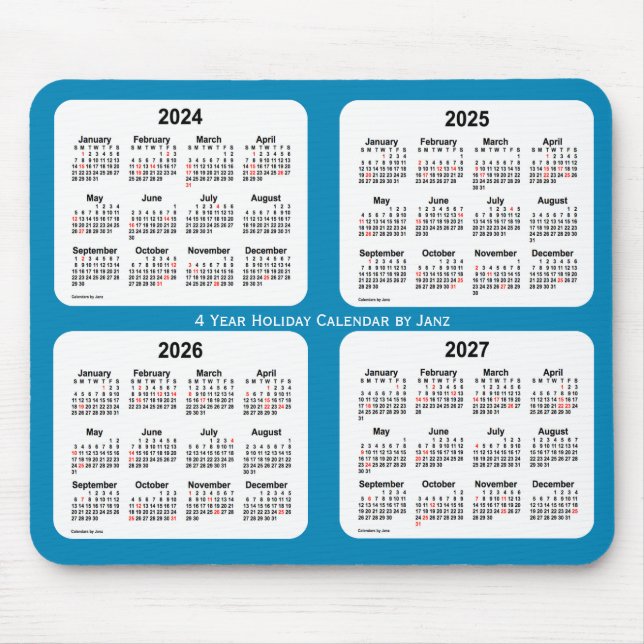 2024-2027 Steel Blue Holiday Calendar by Janz Mouse Pad (Front)
