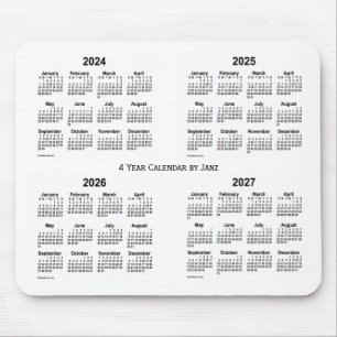 2024-2027 White 4 Year Calendar by Janz Mouse Pad